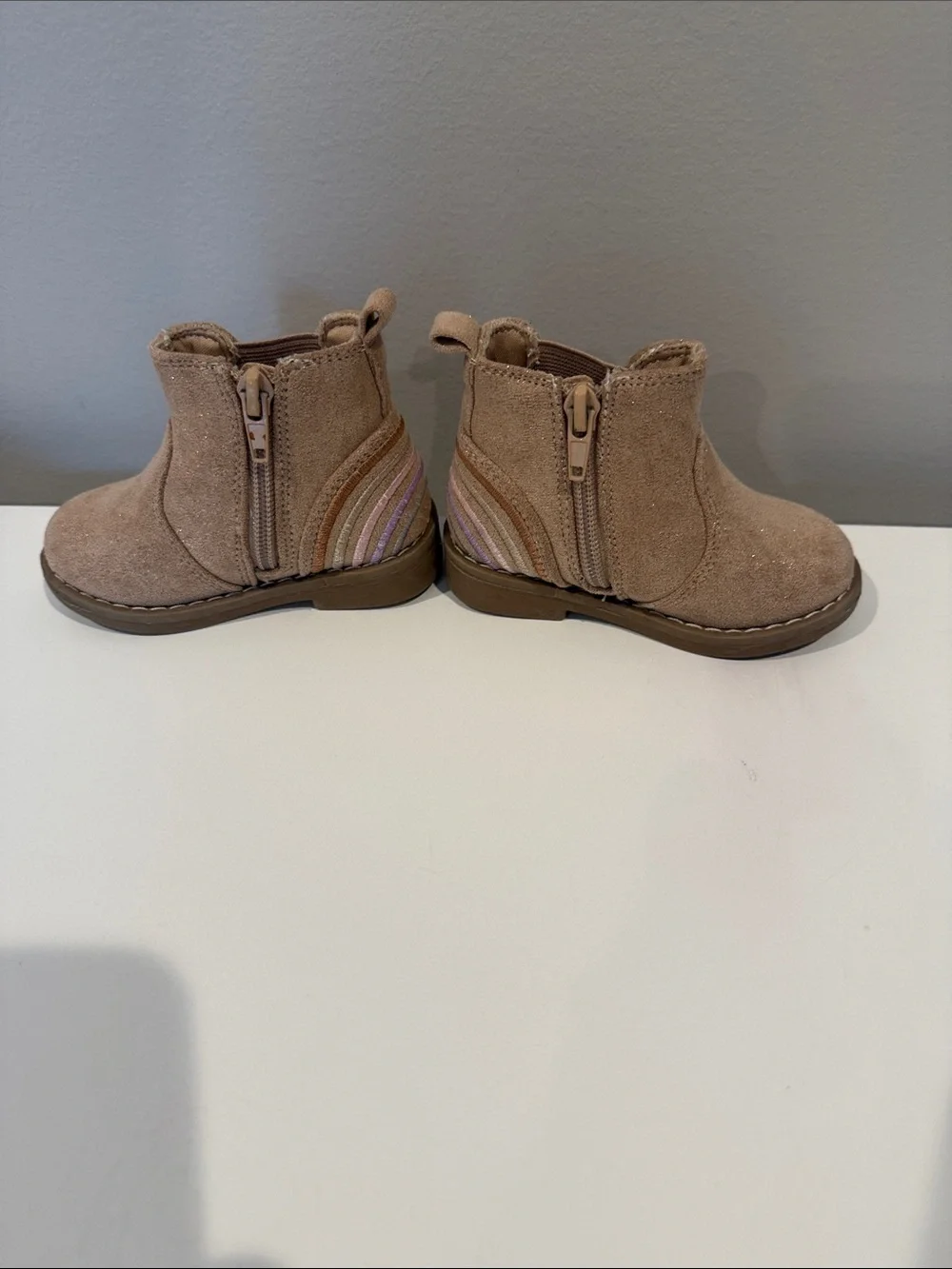 Toddler Tan Suede Chelsea Boots with Glitter Accent 5
